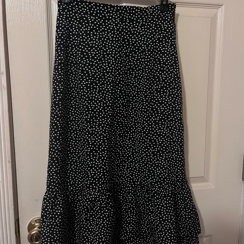 Allegra K Black and White Dotted A-Line Skirt